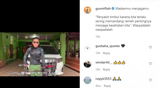 Gus Miftah berikan himbauan untuk gunakan masker. - (Instagram/@gusmiftah)