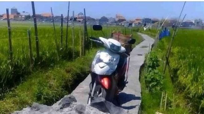 Polisi tidur dengan bentuk yang bikin menyakitkan pengguna motor (Facebook)