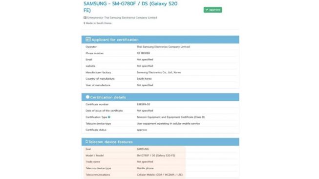 Bocoran Samsung Galaxy S20 FE. [Rootmygalaxy.net]