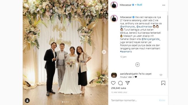 Foto pernikahan Audi Marissa dan Anthony Xie. [Instagram/@hitocaesar]