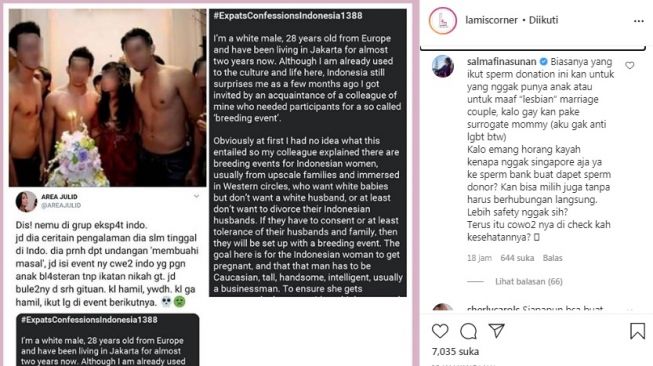 Komentar Salmafina Sunan soal pembuahan masal [Instagram/@lamiscorner]