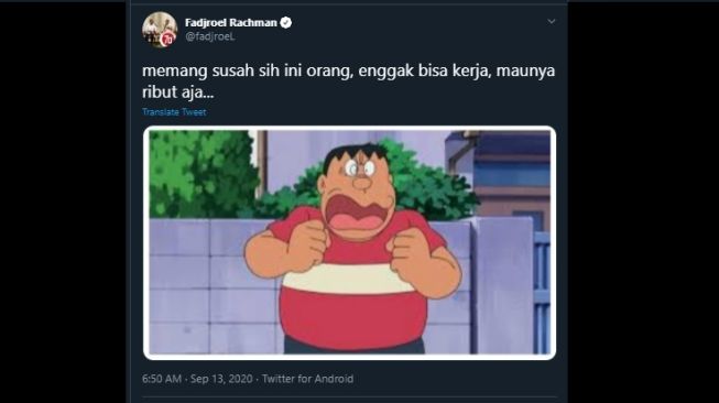 Cuitan Fadjroel Rachman menuai hujatan publik. (Twitter/@fadjroeL)