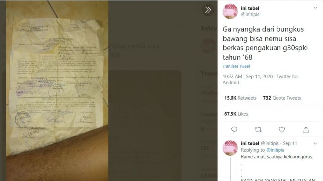 Surat Bersih Diri dari PKI. [Twitter]