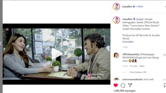 Cuplikan video klip duet Rhoma Irama dan Via Vallen (Foto: Instagram)