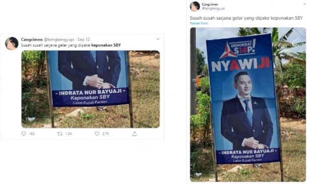 Viral Spanduk Calon Bupati Pacitan Keponakan SBY (Twitter)