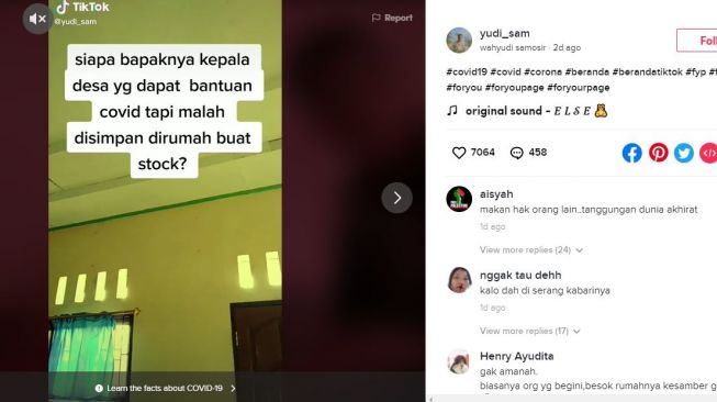 Tangkapan layar akun TikTok @yudi_sam. (TikTok/@yudi_sam)