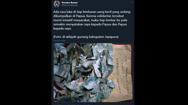 Rakyat Papua kumpulkan dana bantu tebus beasiswa Veronica Koman (Twitter/@VeronicaKoman)