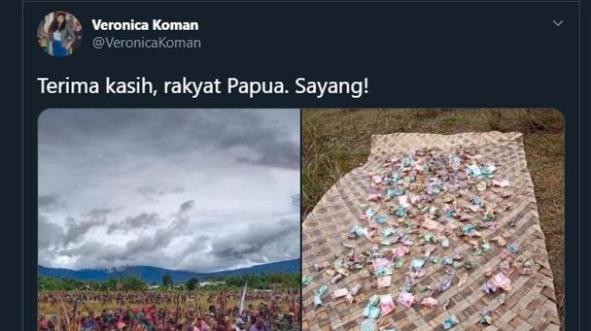 Tangkapan layar unggahan Veronica Koman memperlihatkan solidaritas Papua. (Twitter/@VeronicaKoman).