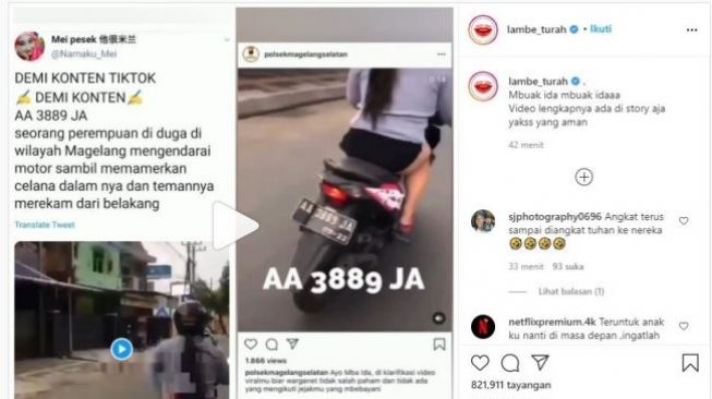 Ya Ampun! Demi Konten Tik Tok, Mbak Ida Buka Celana di Atas Motor