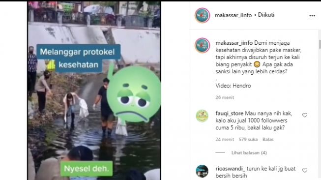 Viral! Langgar Prokes, Sejumlah Orang Malah Dihukum Membersihkan Sungai