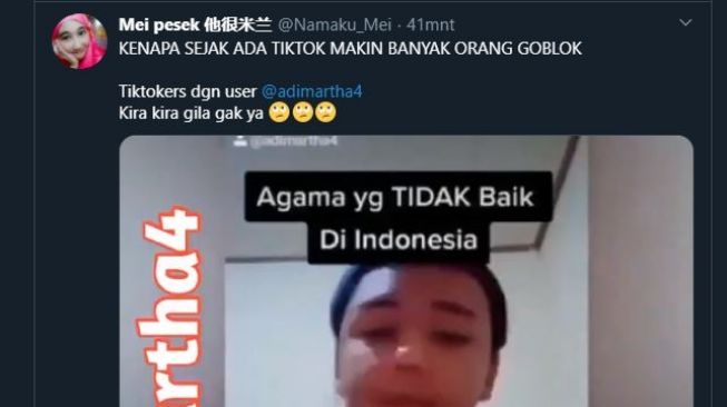 Tangkapan layar unggahan akun Twitter @Namaku_Mei. (Twitter/@Namaku_Mei)