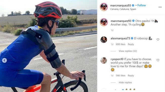 Marc Marquez naik sepeda balap (Instagram)