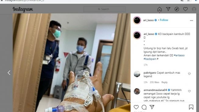 Ari Lasso dilarikan ke rumah sakit [Instagram]