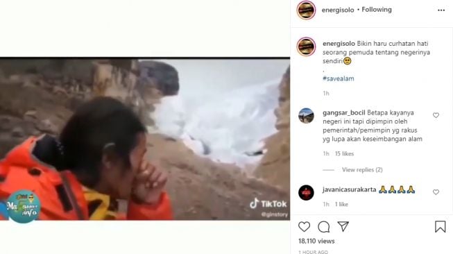 Video pemuda tunjukkan salju terakhir di Papua. - (Instagram/@energisolo)