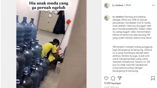 Tangkapan layar video tentang OB di Instagram. (Instagram/@in_medsos)