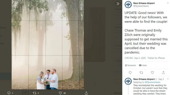 Lelah Menunda, Pasangan Ini Menikah di Bandara (twitter.com/flyneworleans)