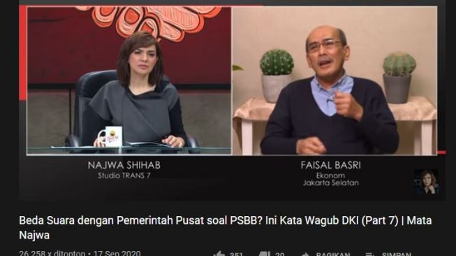 Tangkapan layar unggahan video Mata Najwa. (YouTube/Najwa Shihab)