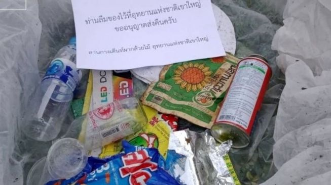 Taman Nasional Khao Yai kirim paket isi sampah ke pengunjung. (BBC/TOPVARAWUT)