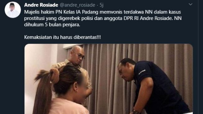 Andre Rosiade mengaku siap memberantas kemaksiatan. (Twitter/@andre_rosiade)