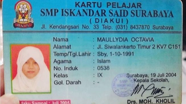 Potret kartu pelajar Via Vallen saat masih SMP (Instagram)