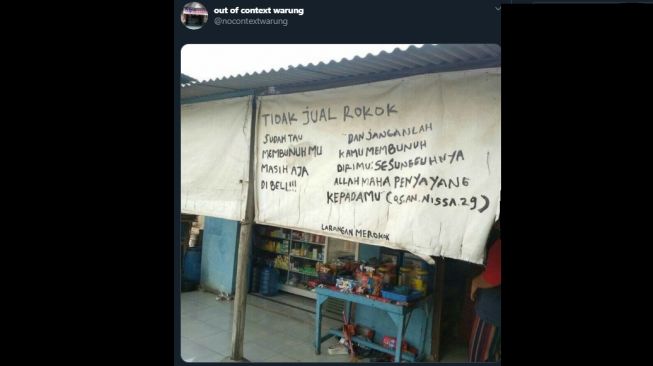 Pakai Ayat Al Quran, Peringatan Merokok di Warung Ini Bikin Auto Merenung