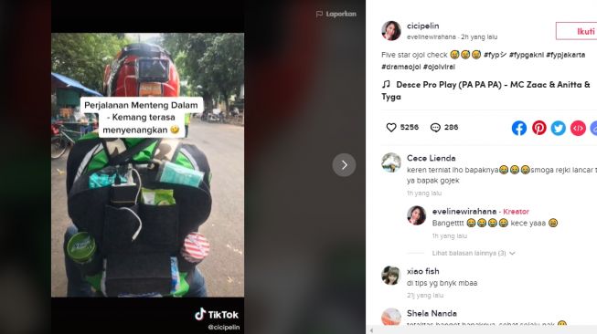 Viral Ojol Bintang Lima (TikTok/@cicipelin).