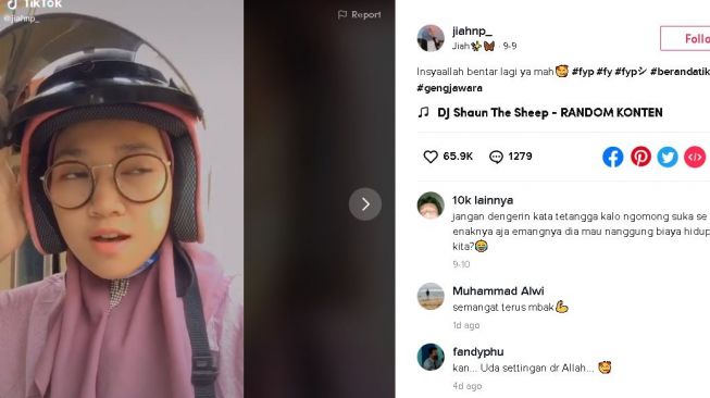 Tangkapan layar video TikTok curhatan perempuan yang dicap nakal karena pulang malam. (Tiktok/@jiahnp_)