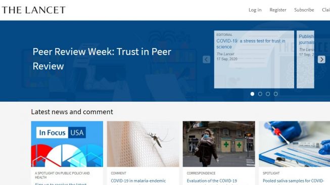 Laman resmi Lancet (The Lancet/thelancet.com)