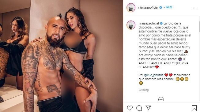 Arturo Vidal dan Sonia Isaza. (Instagram/@niaisazaoficial).