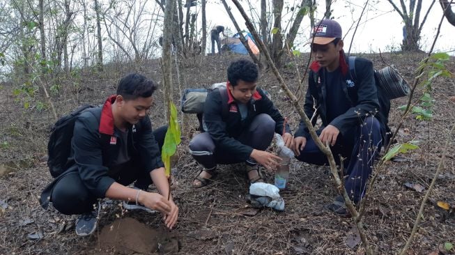 Mahasiswa UMM Lakukan Penanaman Bibit Buah di Lokasi Wisata Gunung Budheg