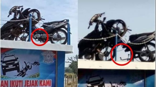 Tugu Kecelakaan Ini Lagi Viral, Mesin Motor "Pajangan" Raib Digondol Orang?