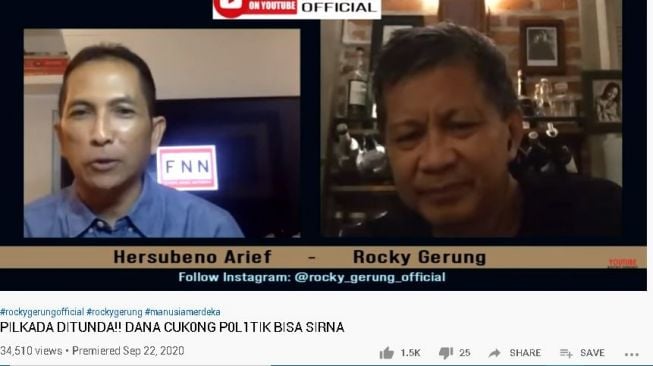 Tangkapan layar video Rocky Gerung. (YouTube/Rocky Gerung Official)