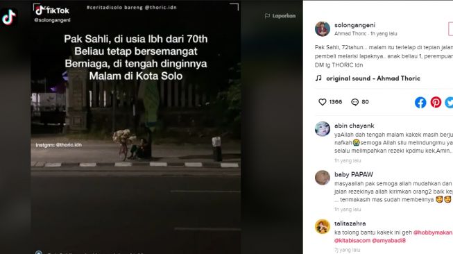 Viral Kisah Kakek Sahli, Berdagang Kerupuk di Jalanan Solo Hingga Dini Hari