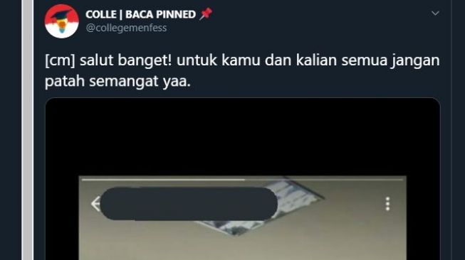 Foto seorang mahasiswa baru yang mengikuti ospek di kampusnya langsung. (Twitter/@collegemenfess)