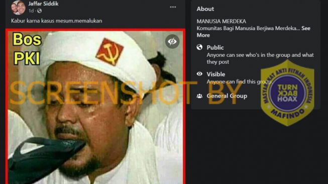 CEK FAKTA: Benarkah Habib Rizieq Pakai Sorban Bergambar Palu Arit Khas PKI?