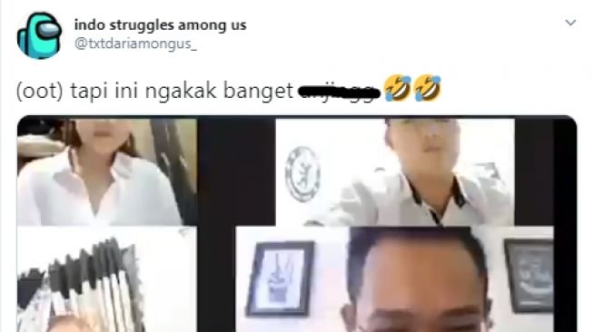 Cuitan bagikan video murid teriak ngomong kasar saat kelas online. - (Twitter/@txtdariamongus_)