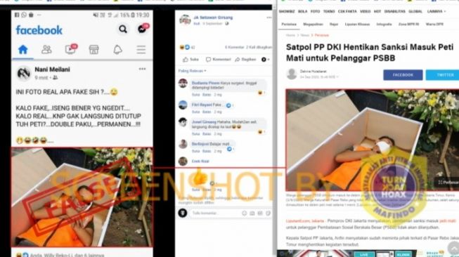 Beredar sebuah foto Gubernur DKI Jakarta Anies Baswedan masuk peti mati.