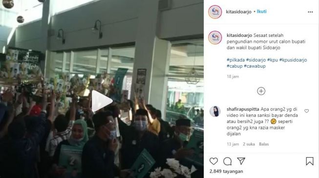 Pengambilan nomor urut pasangan di Pilkada Sidoarjo 2020. (Instagram/@kitasidoarjo)