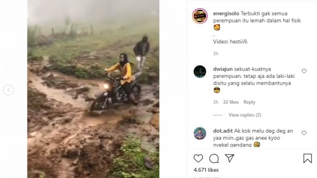 Keren Abis, Aksi Gadis Berhijab Ini Tunggangi Trail Bikin Kaum Adam Minder