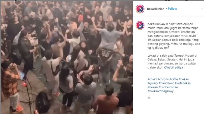 Viral Video Pengunjung Kafe Joget Berdesak-desakan, Tuai Pro Kontra. Tangkapan layar (instagram.com/bekasikinian)