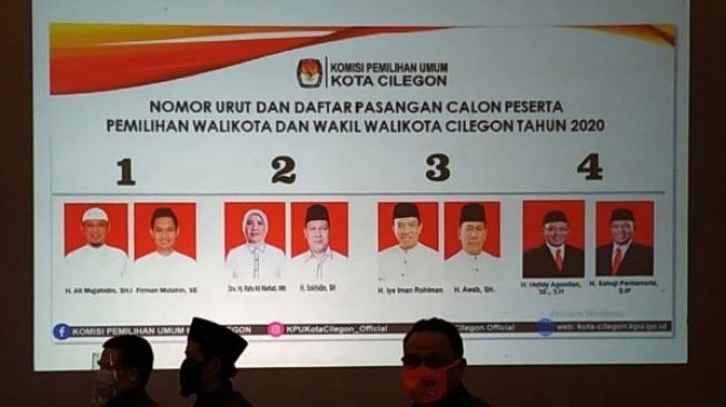 Nomor urut paslon Pilwakot Cilegon 2020. [Ist]