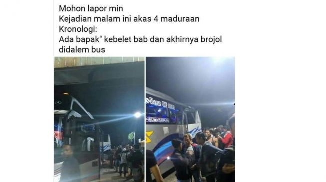 Tak kuat menahan rasa, penumpang terpaksa buang air besar di dalam bus (Facebook)