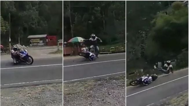 Jatuhnya Mirip Pembalap MotoGP, Aksi Penunggang R25 Ini Memicu Kritik Pedas