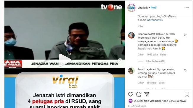 Suami yang istrinya dimandikan petugas laki-laki. (Instagram/@viralkak)