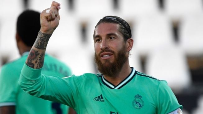 Kapten Real Madrid, Sergio Ramos. [PIERRE-PHILIPPE MARCOU / AFP]