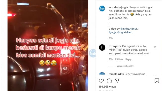 Unggahan lampu merah unik di Jogjakarta. - (Instagram/@wonderfulljogja)