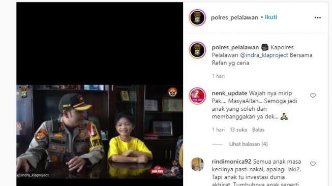 Tangkapan layar unggahan Polres Pelalawan. (Instagram/@polres_pelalawan)