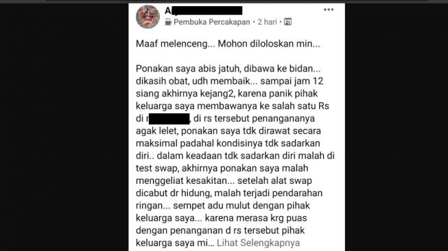 Unggahan soal santri meninggalkarena penanganan covid. (Facebook)