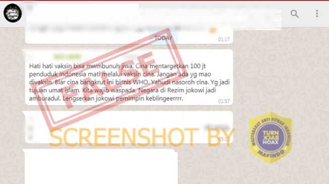 Cek Fakta: Benarkah Cina Target 100 Juta WNI Mati Karena Vaksin Buatannya?