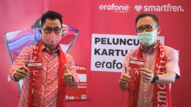 Peluncuran kartu perdana Smartfren Erafone di Tangerang Selatan, Kamis (1/10/2020). [Smartfren]